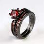 Gy Jewelry Two Rings His and Hers Wedding Ring Sets Couples Rings Womens 2PC Black Gold Filled Red Agate Cubic Zirconia Wedding Engagement Ring Bridal Sets & Mens Tungsten Carbide Wedding Band