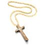 Mealguet Jewelry Wooden Large Big Wood Bead Religious Catholic Crucifix Rosary Cross Pendant Necklace for Men,First Communion Gift Inspirational Cross for Prayer