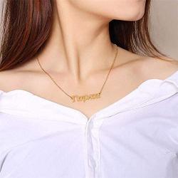YINSHIFU Russian Name Necklace Personalized Name Plate Pendant Necklace, Custom Made Jewelry Gift for Women Girls