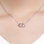Infinity Love Heart Cat Necklace for Women Girls 925 Sterling Silver Two-Tone Hollow out Mother and Daughter Kitten Ear Pendant Choker Necklace Double Interlocking Circles Jewelry Cute Delicate