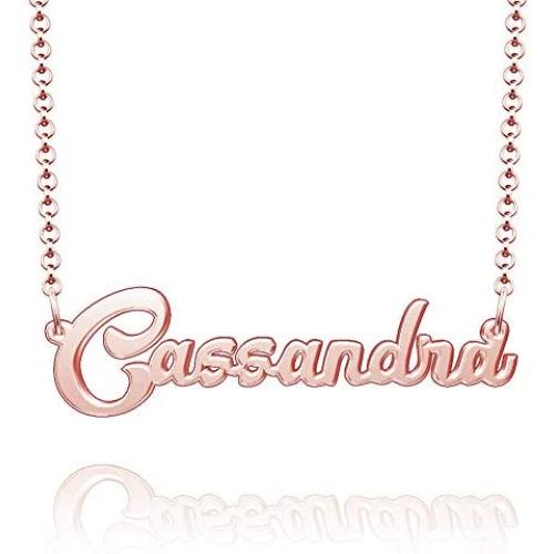 Moonlight Collections Personalized Name Necklace 10k Rose Gold Plated Sterling Silver Custom Nameplate