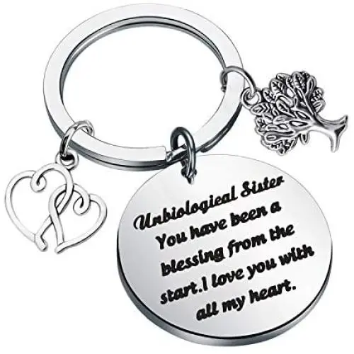 BAUNA Unbiological Sister Gifts Key Chain Best Friend Jewelry for Unbiological Soul Sister BFF You Have Been a Blessing from The Start BAUNA Unbiological Sister Gifts Key Chain Best Friend Jewelry for Unbiological Soul Sister BFF You Have Been a Blessing from The Start