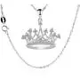 GemsChest Sterling Silver Round Cubic Zirconia Crown Pendant Necklace Queen Jewelry for Women with 18'' Silver Chain GemsChest Sterling Silver Round Cubic Zirconia Crown Pendant Necklace Queen Jewelry for Women with 18'' Silver Chain
