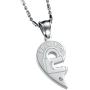 UM Jewelry His and Hers Stainless Steel Crystal Lock Key Puzzle Heart Pendant Couple Necklaces