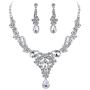 BriLove Wedding Jewelry Sets for Brides Rhinestone Flower Crystal Teardrop Y-Shaped Neckalce Dangle Earrings