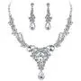 BriLove Wedding Jewelry Sets for Brides Rhinestone Flower Crystal Teardrop Y-Shaped Neckalce Dangle Earrings