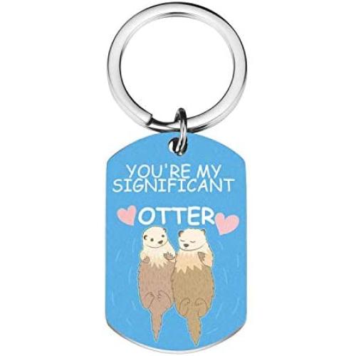 MAOFAED Couple Keychain You’re My Significant Otter Couple Gift Otter Keychain Otter Lover Gift Boyfriend Girlfriend Gift Valentine’s Day Gift