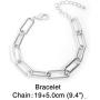 N/Q 18K Gold Silver Plated Chunky Chain Choker Necklace Bracelet for Women Girls Punk Geometric Oval Link Paperclip Punk Jewelry Set