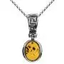 Amber Sterling Silver Oval Pendant Necklace Chain 18'' Amber Sterling Silver Oval Pendant Necklace Chain 18''