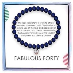 SOLINFOR 40th Birthday Gifts for Women - Lapis Lazuli Beads Bracelet - 40 Years Old Jewelry Gift Idea for Her