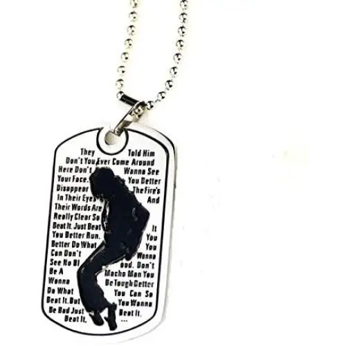 Stainless Steel Michael Jackson Classic Dance King Engraved Design Pendant Pendant Necklace for Michael Jacksons Fans Gift Collection