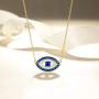 FANCIME Valentines Day Gift Sterling Silver Gold Evil Eye Necklace Cubic Zirconia Simulated Diamond Pendant Necklace Fine Jewelry for Women Girls 16 + 2 inch Extender