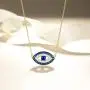 FANCIME Valentines Day Gift Sterling Silver Gold Evil Eye Necklace Cubic Zirconia Simulated Diamond Pendant Necklace Fine Jewelry for Women Girls 16 + 2 inch Extender