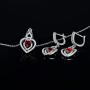 RMREWY 925 Sterling Silver Heart Jewelry Set Women Love Heart Pendant Necklace Earrings Set Valentines Day Gift for Bridal Jewelry Set or Formal Event Costume Jewelry