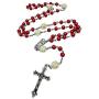 Nazareth Store Catholic Red Pearl Beads Rosary Jerusalem Necklace Our Rose Lourdes Medal & Cross NS