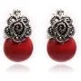 GEM-Inside 12mm Red Coral Earrings Round Ball Gemstone Beads Cute Tibetan Silver Marcasite Leverback Jewelry Accessory for Woman GEM-Inside 12mm Red Coral Earrings Round Ball Gemstone Beads Cute Tibetan Silver Marcasite Leverback Jewelry Accessory for Woman