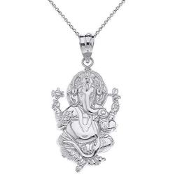 CaliRoseJewelry Sterling Silver Hindu Lord Ganesh Ganesha Elephant Hindu God of Fortune Charm Pendant