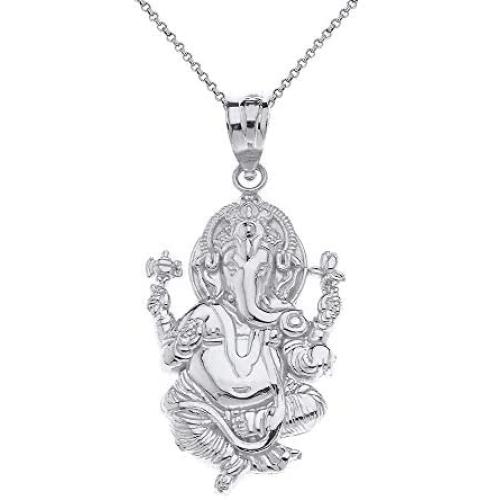 CaliRoseJewelry Sterling Silver Hindu Lord Ganesh Ganesha Elephant Hindu God of Fortune Charm Pendant