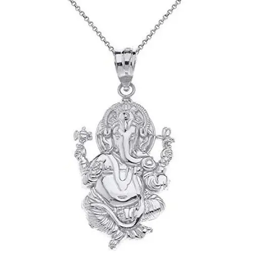 CaliRoseJewelry Sterling Silver Hindu Lord Ganesh Ganesha Elephant Hindu God of Fortune Charm Pendant