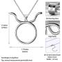 Besilver Zodiac Constellation Pendant Necklace Charm Women Men 925 Sterling Silver Horoscope Sign Astorlogy Necklace Celestial Symbols Jewelry Birthday Gifts for Wife Girlfriend Gift