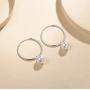 FANCIME White/Yellow Gold Plated 925 Sterling Silver Dangle Drop Pearl Endless Hoop Earrings Dainty Fine Jewelry For Women Girls