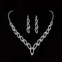 Unicra Bride Silver Bridal Tassel Necklace Earrings Set Crystal Wedding Jewelry Set Pearl Choker Necklace for Women and Girls (3 piece set - 2 earrings and 1 necklace)(NK072-1)