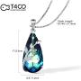 T400 Jewelers Tree of Life Leaves Waterdrop Necklace with Blue/Purle Crystal Jewelry for Women Birthday Gift