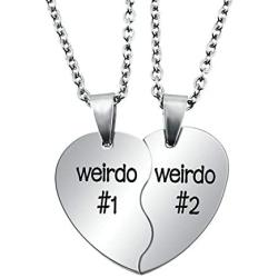 enhong BFF Necklace for 2,Teen Girls & Boys Gifts Stainless Steel Heart Friendship Necklace Set