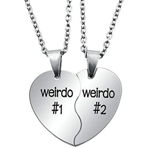 enhong BFF Necklace for 2,Teen Girls & Boys Gifts Stainless Steel Heart Friendship Necklace Set