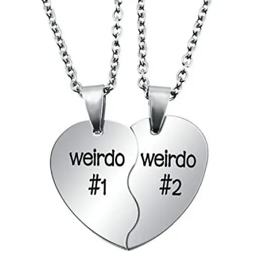 enhong BFF Necklace for 2,Teen Girls & Boys Gifts Stainless Steel Heart Friendship Necklace Set
