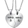 enhong BFF Necklace for 2,Teen Girls & Boys Gifts Stainless Steel Heart Friendship Necklace Set