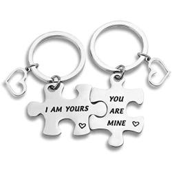 WUSUANED I Am Yours and You are Mine Matching Puzzle Piece Keychain Set His and Hers Jewelry Gift for Couples Boyftiend Girlfriend