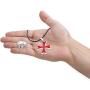 YouU 2 Pcs Masonic Knights Templar Crusader Red Cross Stainless Steel Pendant Necklace and Ring for Men
