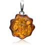 Ian and Valeri Co. Amber Sterling Silver Rose Pendant Necklace Chain 18 Inches