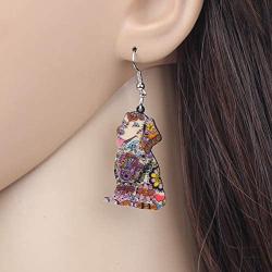 WEVENI Acrylic Cartoon Cute Labrador Dog Earrings Dangle Drop Fashion Jewelry For Women Girls Charm Gift