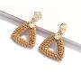 BSJELL Rattan Hoop Earrings Woven Handmade Straw Circle Drop Earrings Hammered Disc Stud Wicker Bohemian Lightweight Earrings for Women