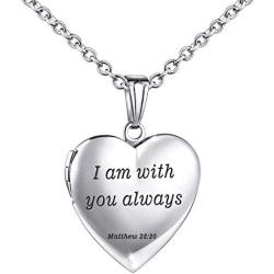 Locket Necklace That Holds Pictures Christian Bible Verse Lockets Prayer Faith Religious Gifts for Girls Photo Locket