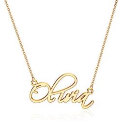MONOZO Name Necklace Personalized, 14K Gold Filled Name Necklace Girls Dainy Nameplate Necklace Personalized Jewelry Gifts for Women