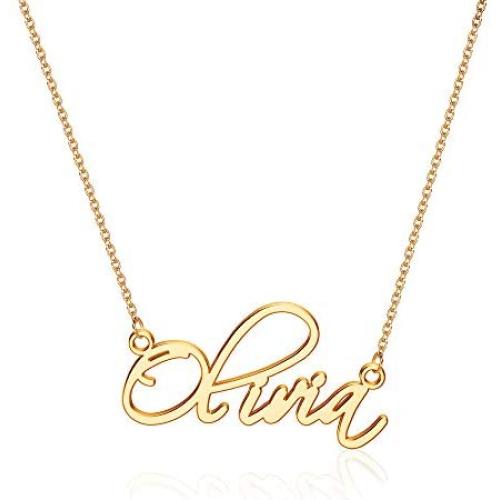 MONOZO Name Necklace Personalized, 14K Gold Filled Name Necklace Girls Dainy Nameplate Necklace Personalized Jewelry Gifts for Women