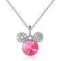 HERAYLI Mickey Mouse Pendant Necklace for Girls/Women,Made with Swarovski Crystal Lovely Women Necklace Jewelry Gift (Pink)