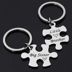 Beeshion Sister Brother Keychain Set Big Brother Gifts Little Sister Gifts Sibling Puzzle Keychain Family Jewelry