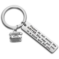 HOLLP Journalist Gift Writer Keychain Book Lover Gift Literary Keychain Please Do Not Annoy The Writer Jewelry