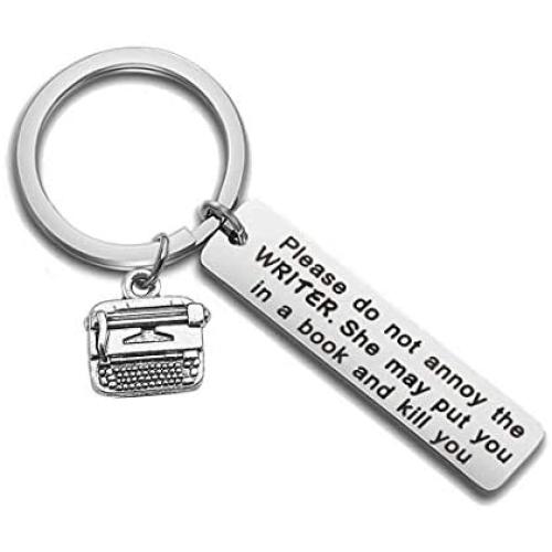 HOLLP Journalist Gift Writer Keychain Book Lover Gift Literary Keychain Please Do Not Annoy The Writer Jewelry