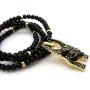 Fashion 21 Egypt God Anubis Head Pendant 6mm 30'' Wooden Bead Necklace in Gold, Silver Tone
