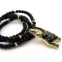 Fashion 21 Egypt God Anubis Head Pendant 6mm 30'' Wooden Bead Necklace in Gold, Silver Tone