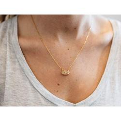 Ellena Rose Dainty Druzy Necklace, 100 Percent Natural Druzy, 14K Gold Plated Oval Druzy Pendant Necklace Women, Druzy Necklaces Women, Genuine Druzy Jewelry