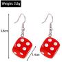 Resin 3D Dice Dangle Earrings Punk Cubic Acrylic Multicolor Cube Square Dice Charm Drop Earrings Funny Geometric Hip Hop Night Club Party Jewelry for Women Girls