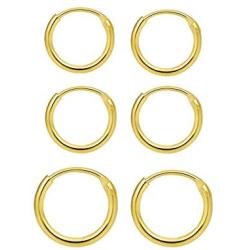 Small Silver Hoop Earrings for Cartilage - 3 Pairs 8mm Mini Hoop Earrings Endless Small Hoop Earrings Set for Tragus Nose Lip Rings Hypoallergenic 925 Sterling Silver Hoop Earrings for Women Men Gifts
