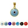MIZZE Made for Luck Gold Plated 925 Sterling Silver 10 MM Round Glass Evil Eye Charm Pendant - 7 Colors to Choose from