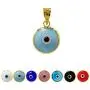 MIZZE Made for Luck Gold Plated 925 Sterling Silver 10 MM Round Glass Evil Eye Charm Pendant - 7 Colors to Choose from